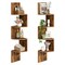 2 Piece Brown Particleboard Wall-Mounted Corner Shelf 4-Tier Set with Z-Design